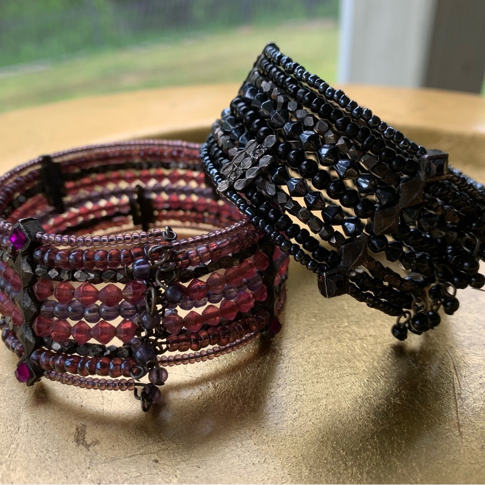 Beaded Wrap Cuff Bracelets | Black & Brown
Boho | Festival | Seed Beads | Set 2